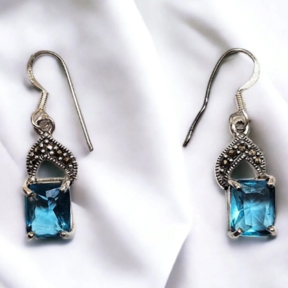 Vintage Jewelry - Vintage Sterling Silver Gemstone Earrings 925